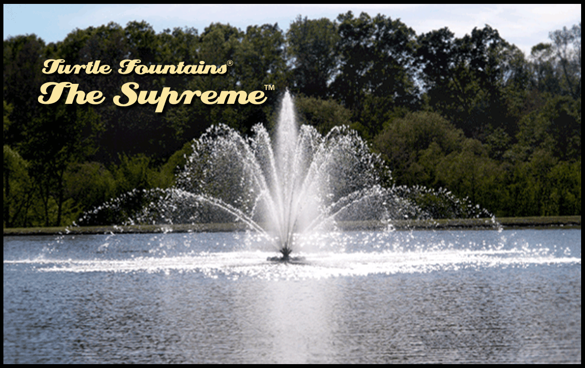 Turtle Fountains, The Supreme, an outdoor floating fountain and aerator for ponds and lakes